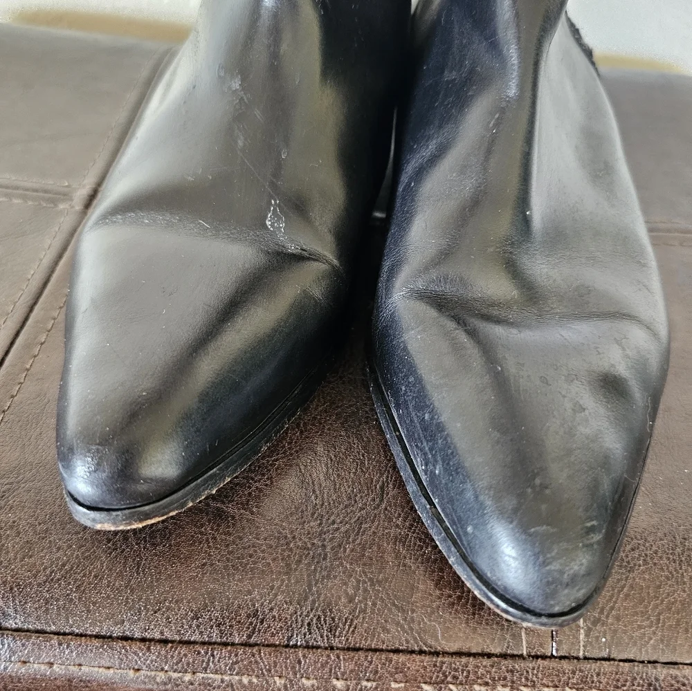 Michael Kors Zipper Accent Black All Leather Knee-High Grunge Rider Boots Sz 8.5